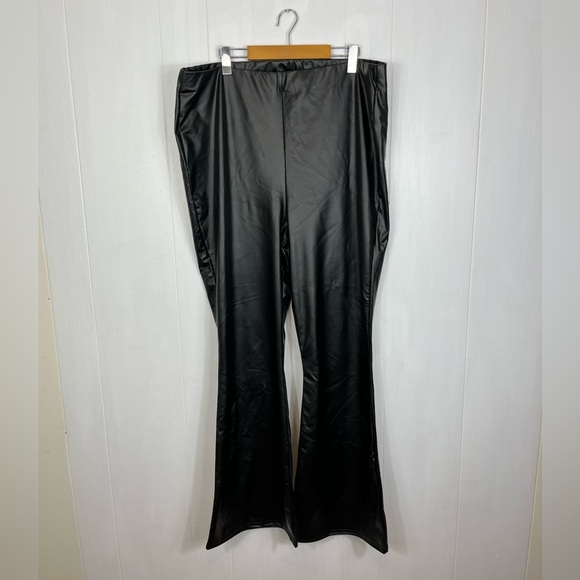 NWT River Island Faux Leather High Waisted Flare Trousers Sz 18 - Picture 4 of 13
